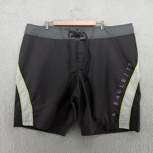 American Eagle Swim Trunks Mens‎ XXXL Black Drawstring Unlined 9" Inseam